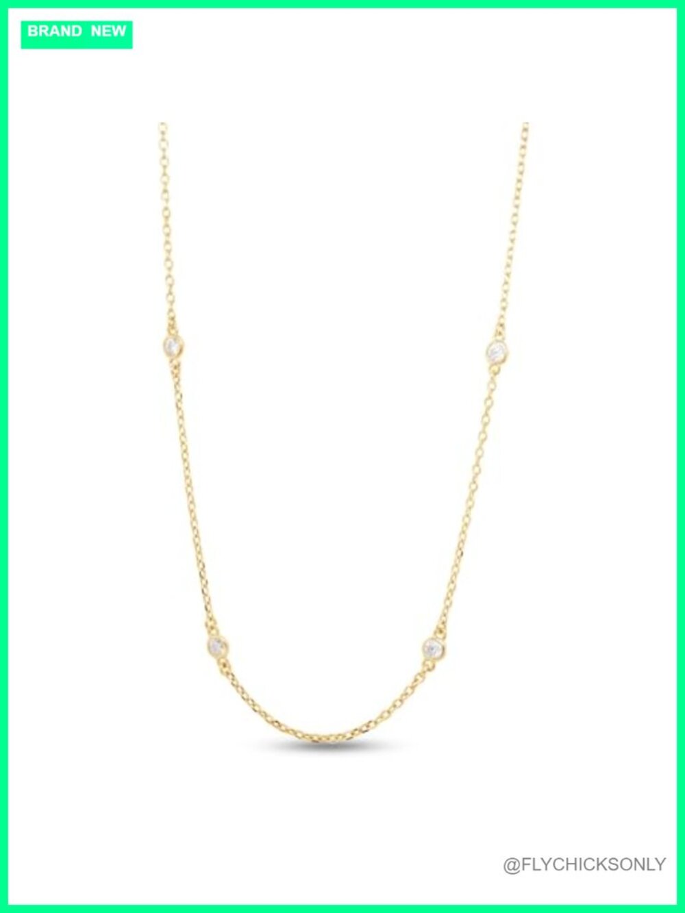 Moissanite Bezel Station Necklace 14k Yellow Gold Over Sterling Silver